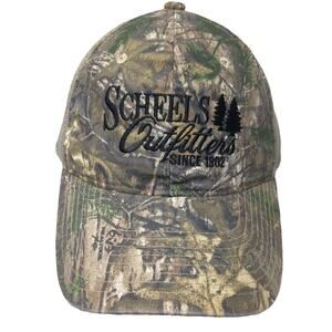 Scheels Baseball Cap Green Beige OS Camouflage Mesh Embroidered Slideback Hat